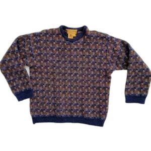 VNTG Tricots St Raphael Boiled Pure New Wool Merino Sweater Mosaic Grandpacore